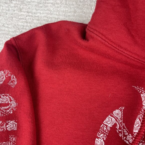 VTG Y2K Spitfire Skateboarding Wheel Red Hoodie Parsley print sleeve print Men S - Picture 9 of 16